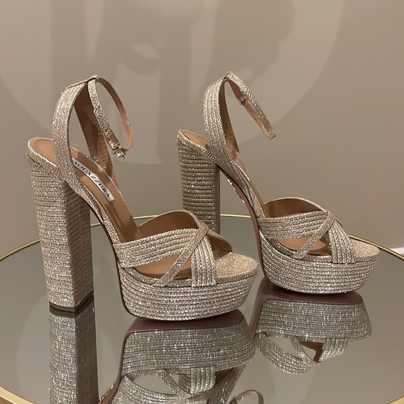 Aquazzura Sundance 140 Glitter platform heels sz 40 - Picture 15 of 17